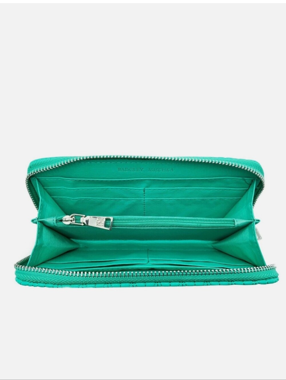 Badgley Mischka Quilted Zip Around Continental Wallet. MSRP=$59 NWT /Teal - Picture 3 of 3